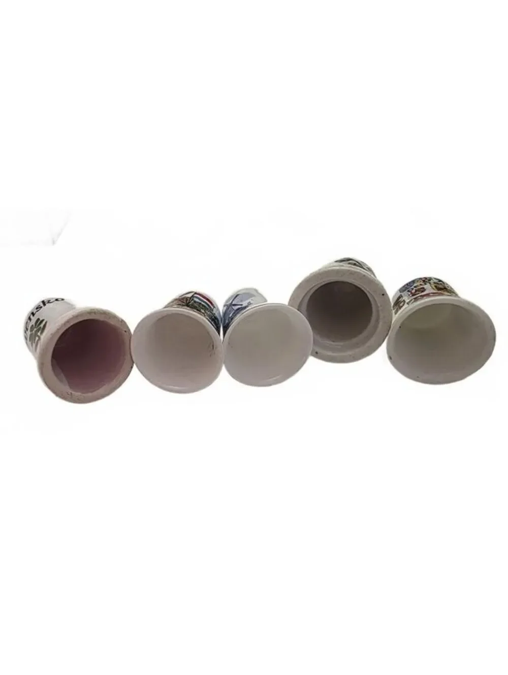 5 Vintage European Souvenir Porcelain Thimbles 2 With Cases